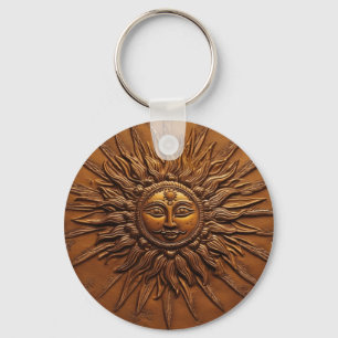 Smiling Sun Embossed  Key Ring