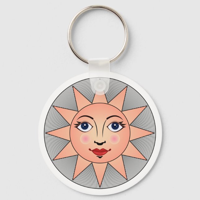 Smiling Sun Face | Astronomy Symbol Key Ring (Front)