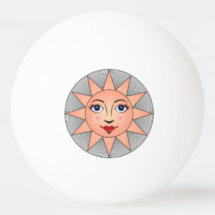 Smiling Sun Face Astronomy Symbol Ping Pong Ball