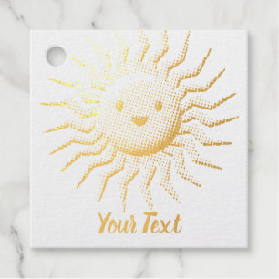 Smiling Sun Face With Custom Text Favour Tags