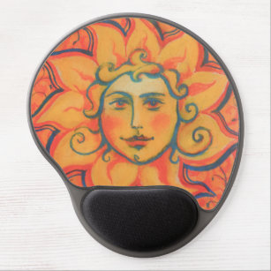 Smiling Sun, Fairytale Fantasy Art, Orange Yellow Gel Mouse Pad