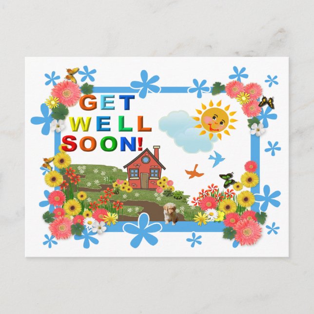 SMILING SUN Get Well  Postcard (Front)