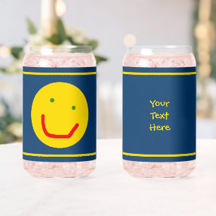 Smiling Sun Happy Face Can Glass