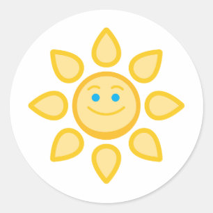 Smiling Sun Happy Face Classic Round Sticker