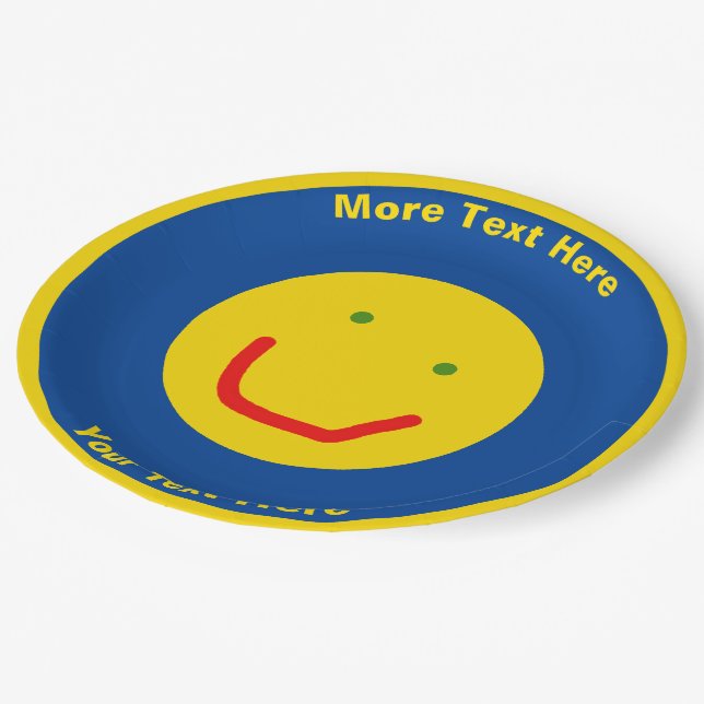 Smiling Sun Happy Face Paper Plate (Angled)