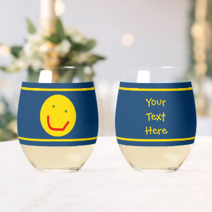 Smiling Sun Happy Face Stemless Wine Glass