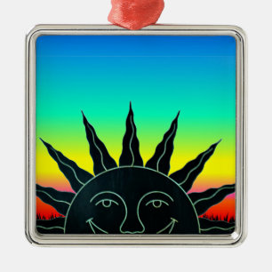 Smiling Sun Metal Ornament