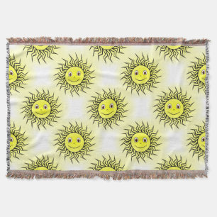 Smiling Sun Pattern Throw Blanket