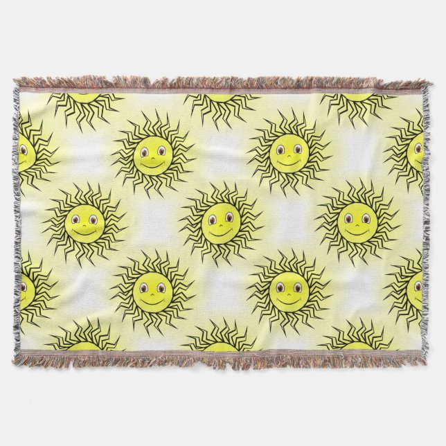 Smiling Sun Pattern Throw Blanket (Front)