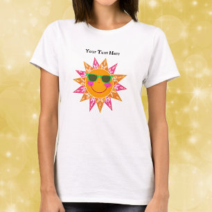 Smiling Sun Rosy Cheeks Abstract Rays Sunglasses T-Shirt