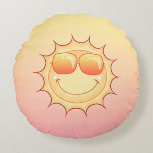 Smiling Sun Round Cushion
