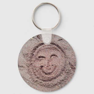 Smiling Sun, Sand Emoticon, Summer Emoji Key Ring