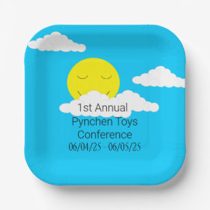 Smiling Sun with Popcorn Clouds Paper Plate