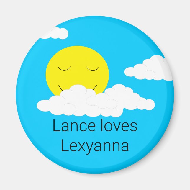 Smiling Sun with Puffy Clouds: Magnet (Front)