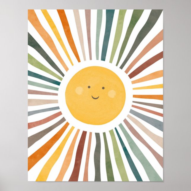 Smiling Sun with Vibrant Rays Poster (Front)