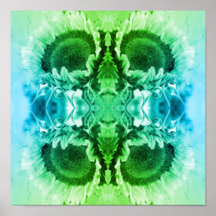 Smiling Sunflower Abstract Black And White Tinted Poster