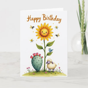 Smiling Sunflower Birthday Card
