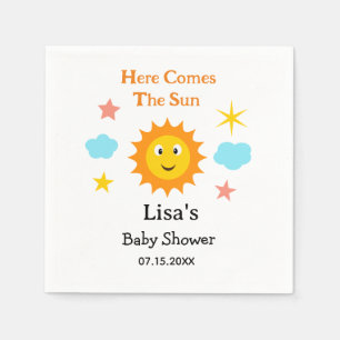 Smiling Sunshine Here Comes The Sun Baby Shower Napkin