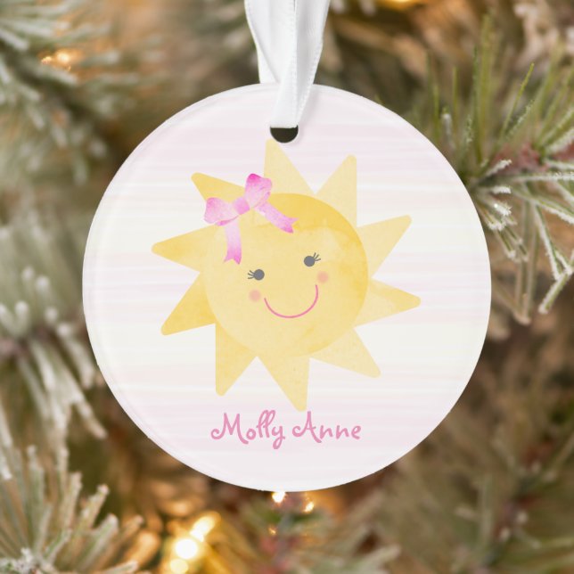 Smiling Sunshine with Bow Girl Keepsake Ornament (Tree)