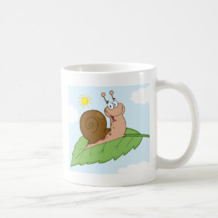 Smiling Super Snail on His Leaf Coffee Mug