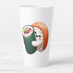 Smiling Sushi Hug Art for Food Lovers Latte Mug