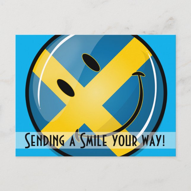 Smiling Swedish Flag Postcard (Front)