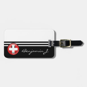 Smiling Swiss Flag Luggage Tag