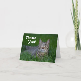 Smiling Tabby Cat Thank You Card