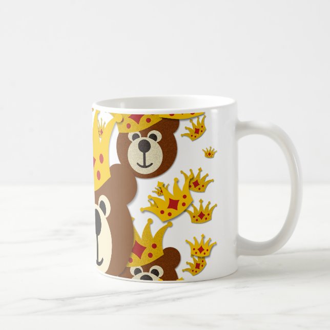 Smiling Teddy Bear with Crown Coffee Mug (Right)