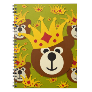 Smiling Teddy Bear with Crown Notebook