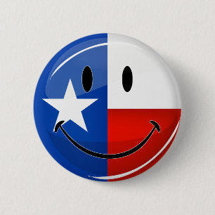 Smiling Texas Flag 6 Cm Round Badge
