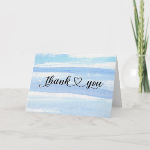 Smiling Thank You Heart On Watercolor Card