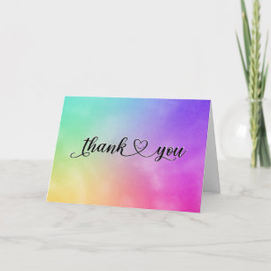 Smiling Thank You Heart On Watercolor Card