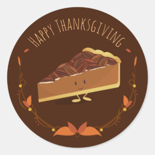 Smiling Thanksgiving Pecan Pie Slice   Sticker
