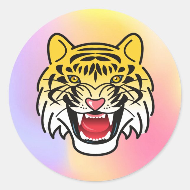 Smiling Tiger Face Artwork-21876 Classic Round Sticker (Front)