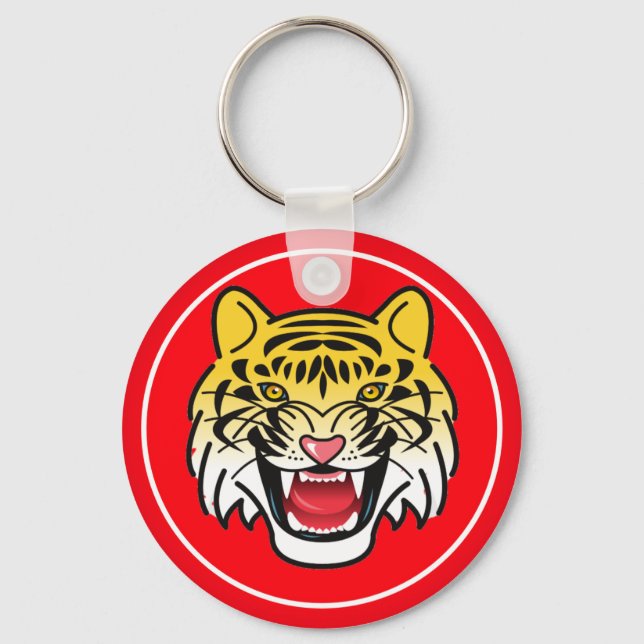 Smiling Tiger Face Artwork-21876 Key Ring (Front)