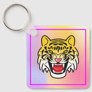 Smiling Tiger Face Artwork-21876 Key Ring