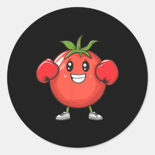 Smiling Tomato With Boxing Gloves Classic Round Sticker