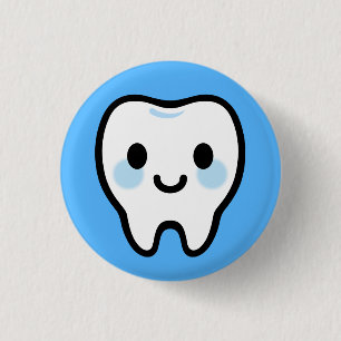 Smiling Tooth Character – Cute & Clean Illustratio 3 Cm Round Badge