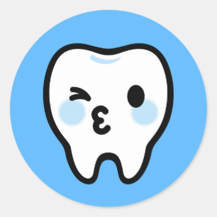 Smiling Tooth Character – Cute & Clean Illustratio Classic Round Sticker