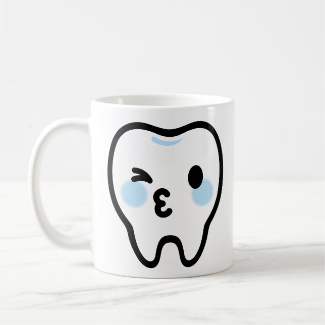 Smiling Tooth Character – Cute & Clean Illustratio Coffee Mug (Left)