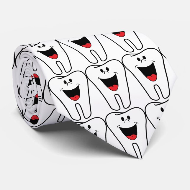 smiling tooth for dentist tie (Rolled)