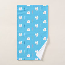 Smiling Tooth for Dentists Blue Hand Towel