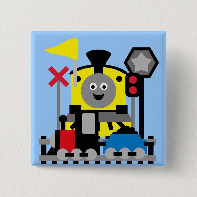 Smiling Train 15 Cm Square Badge (Front)