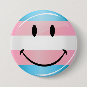 Smiling Transgender Flag 7.5 Cm Round Badge