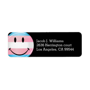 Smiling Transgender Flag Return Address Label