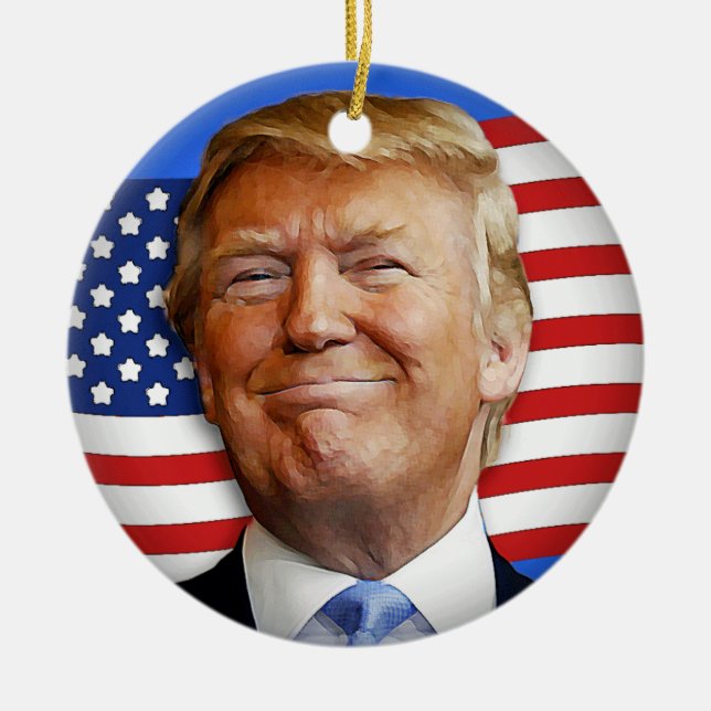 Smiling Trump Ceramic Ornament (Front)
