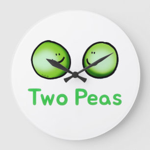 Smiling Two Peas Cute Friendship Art Large Clock