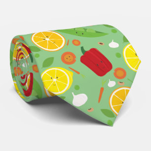 Smiling Vegetable Fruit Cartoon Novelty Pattern Tie