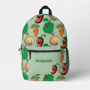 Smiling Veggies Printed Backpack